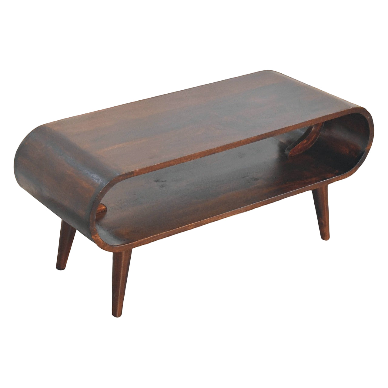 Handcrafted Walnut Coffee Table with Rounded Edges & Storage