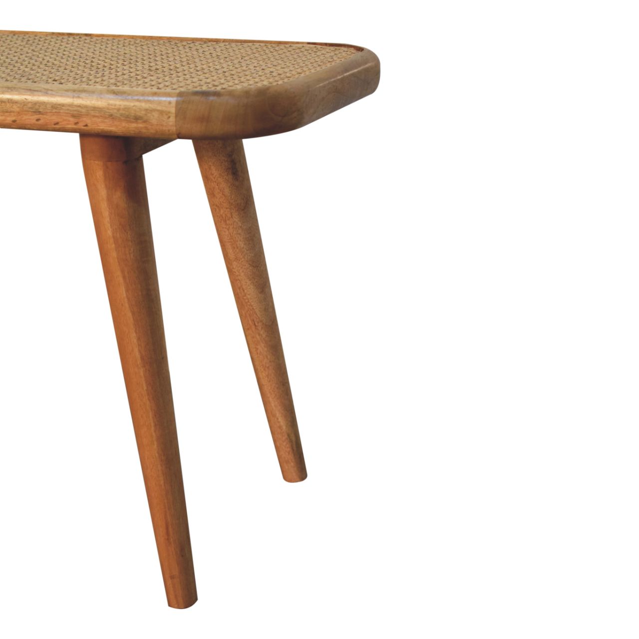 Larissa Rattan Bench – Solid Mango Wood with Handwoven Top