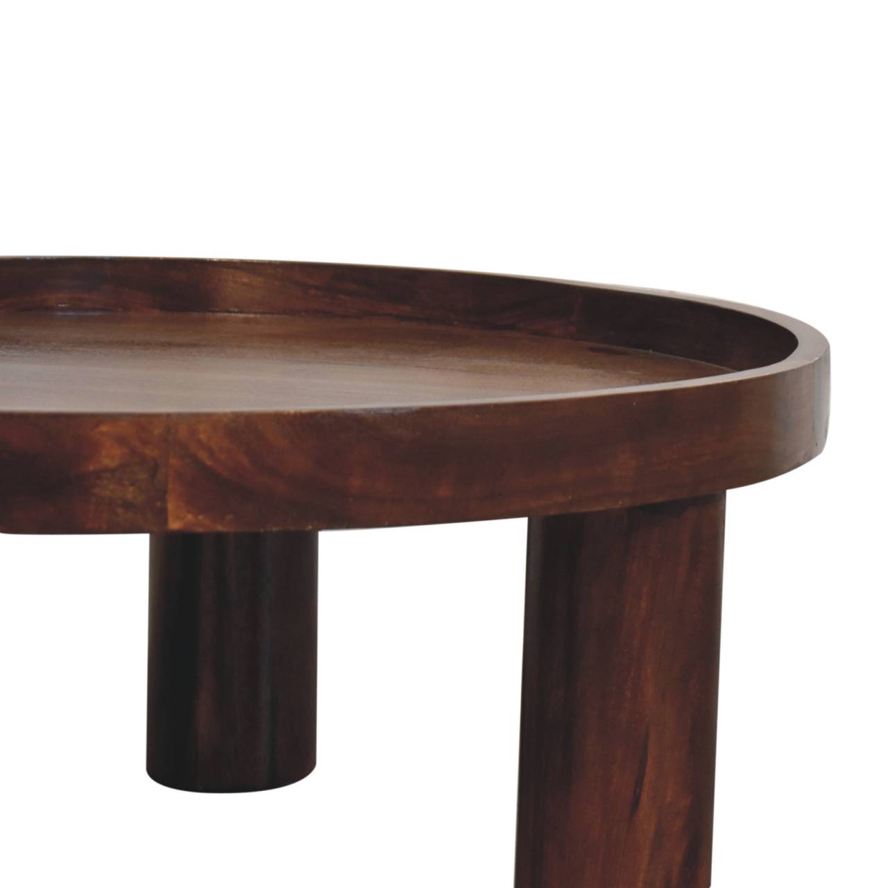 Round Raised-Edge Coffee Table — Chestnut