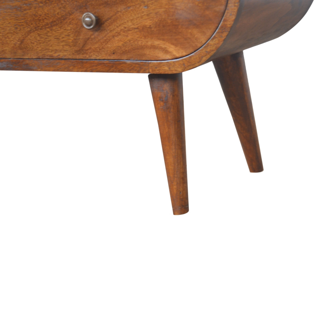 Chestnut Round Media Unit with Drawers