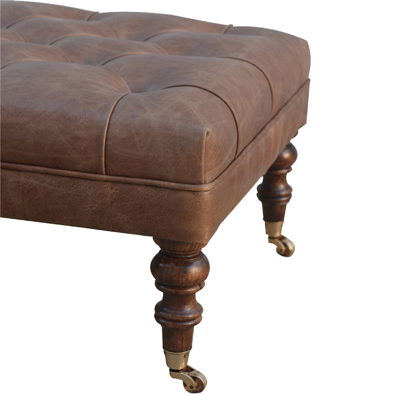 Buffalo Chestnut Leather Ottoman