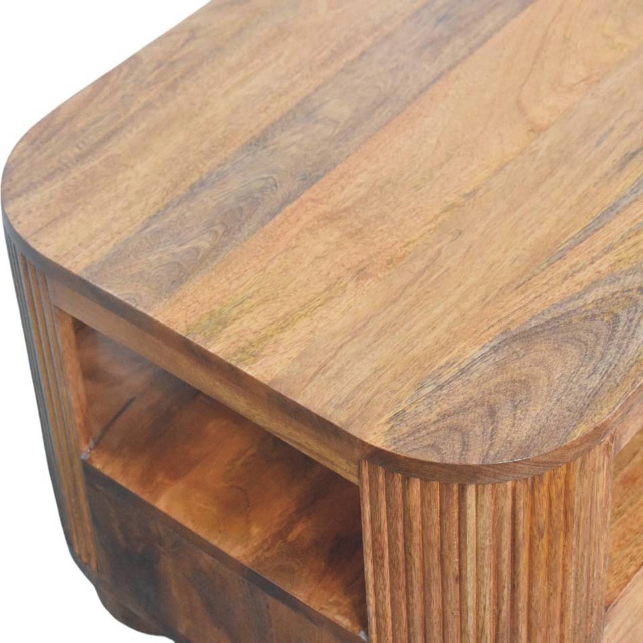 Briarwood Fluted Coffee Table – Solid Mango Wood in Golden Teak Finish