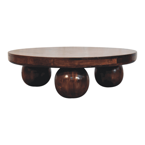 California Walnut Round Coffee Table - Ball Feet