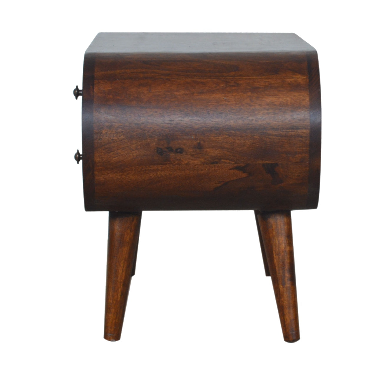 Chestnut Round Media Unit with Drawers