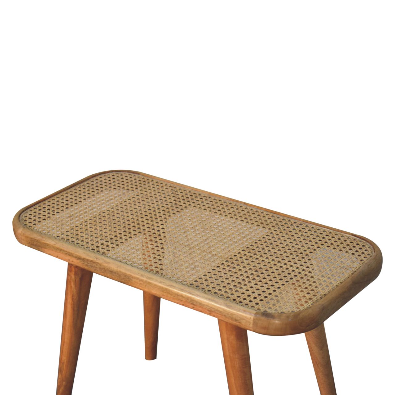 Larissa Rattan Bench – Solid Mango Wood with Handwoven Top