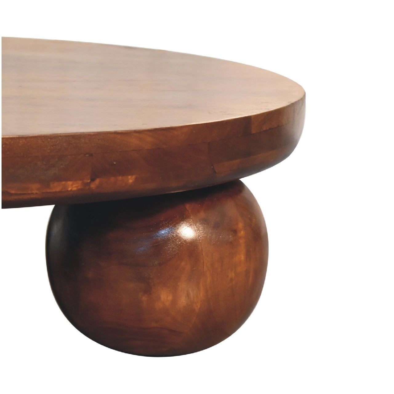 Chestnut Round Coffee Table with Ball Feet