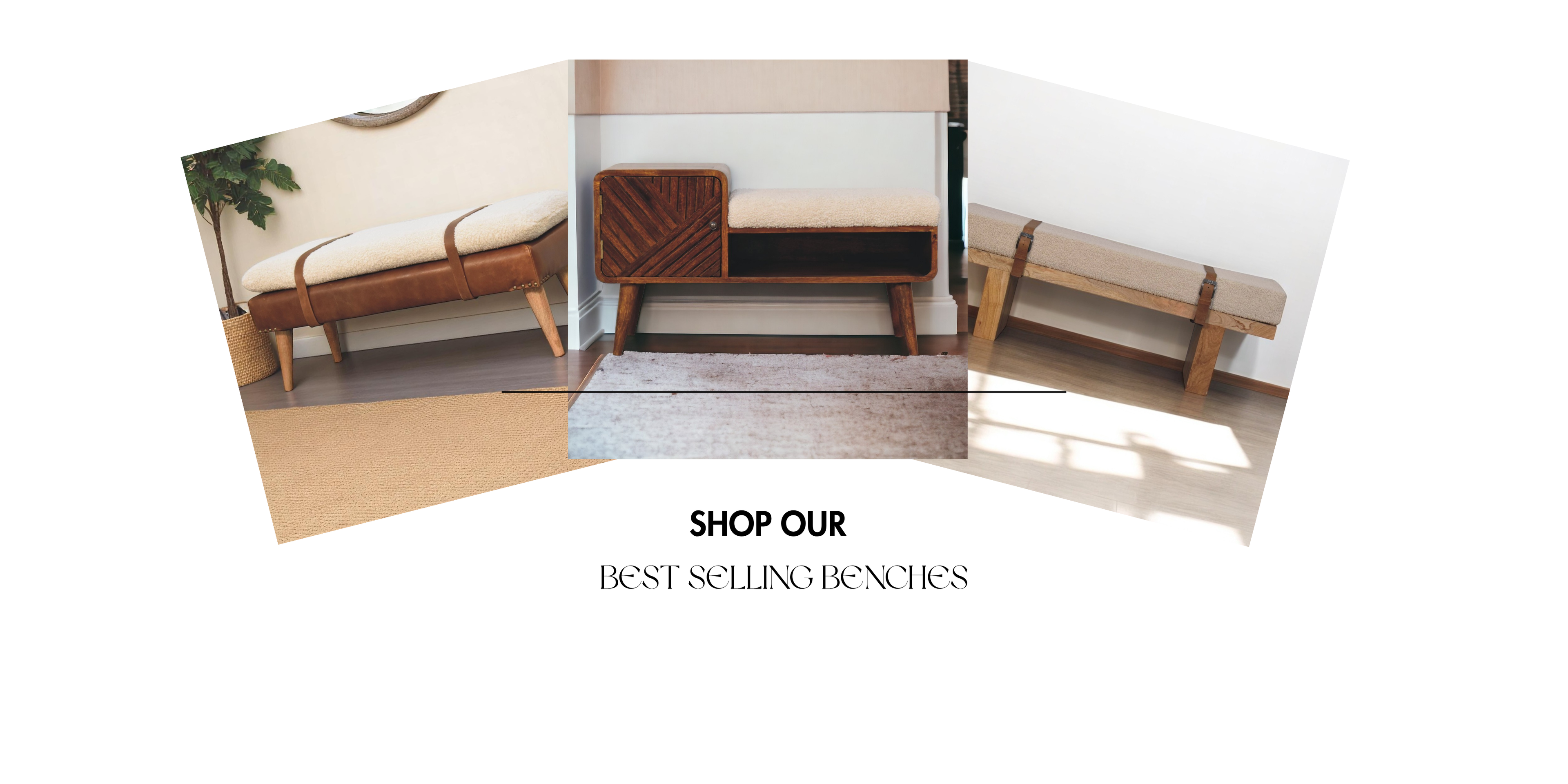 Handcrafted wooden benches with upholstered seats – premium handmade furniture collection by Delano Home, USA and Canada