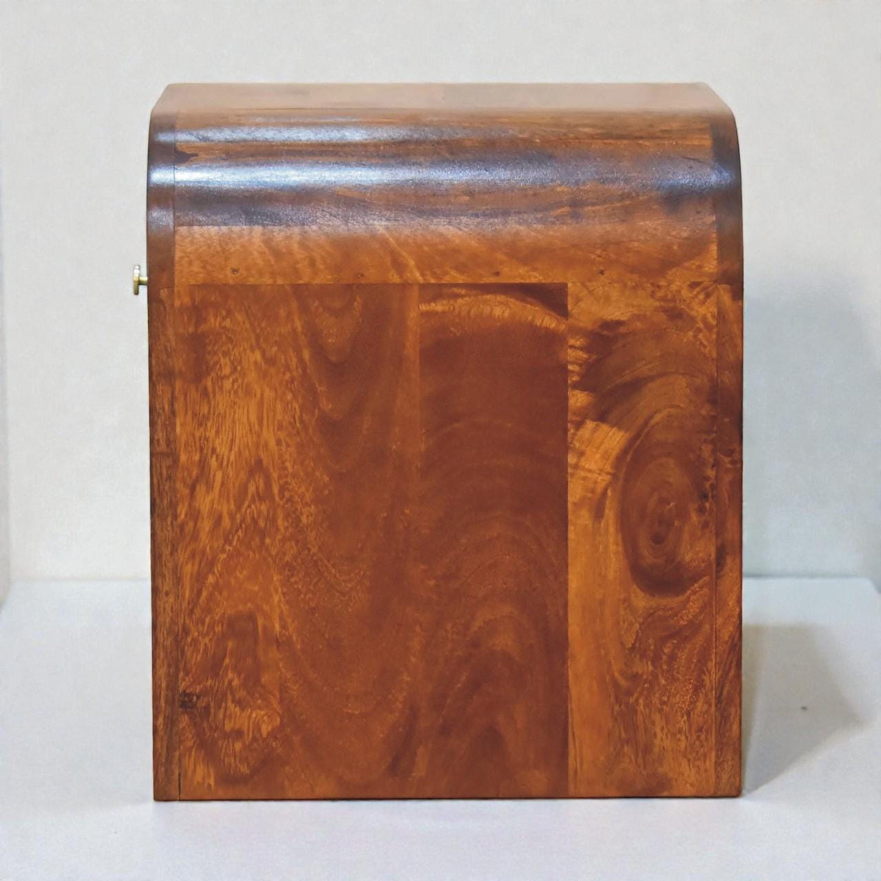 Handcrafted Solid Mango Wood Nightstand | Chestnut Bedside Table with Drawer & Rounded Design