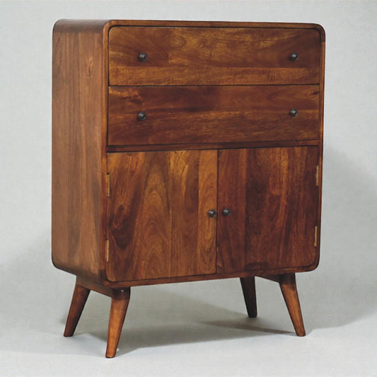 Handcrafted Mango Wood Storage Cabinet  Nordic Style