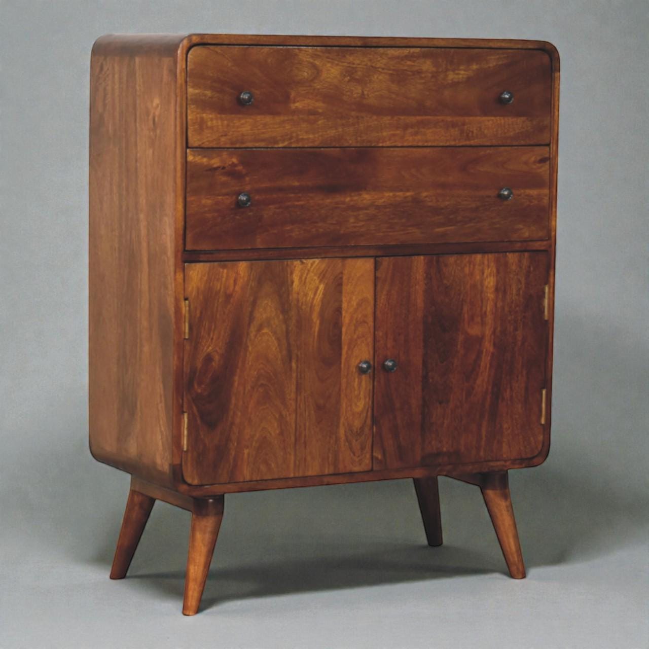 Handcrafted Mango Wood Storage Cabinet  Nordic Style