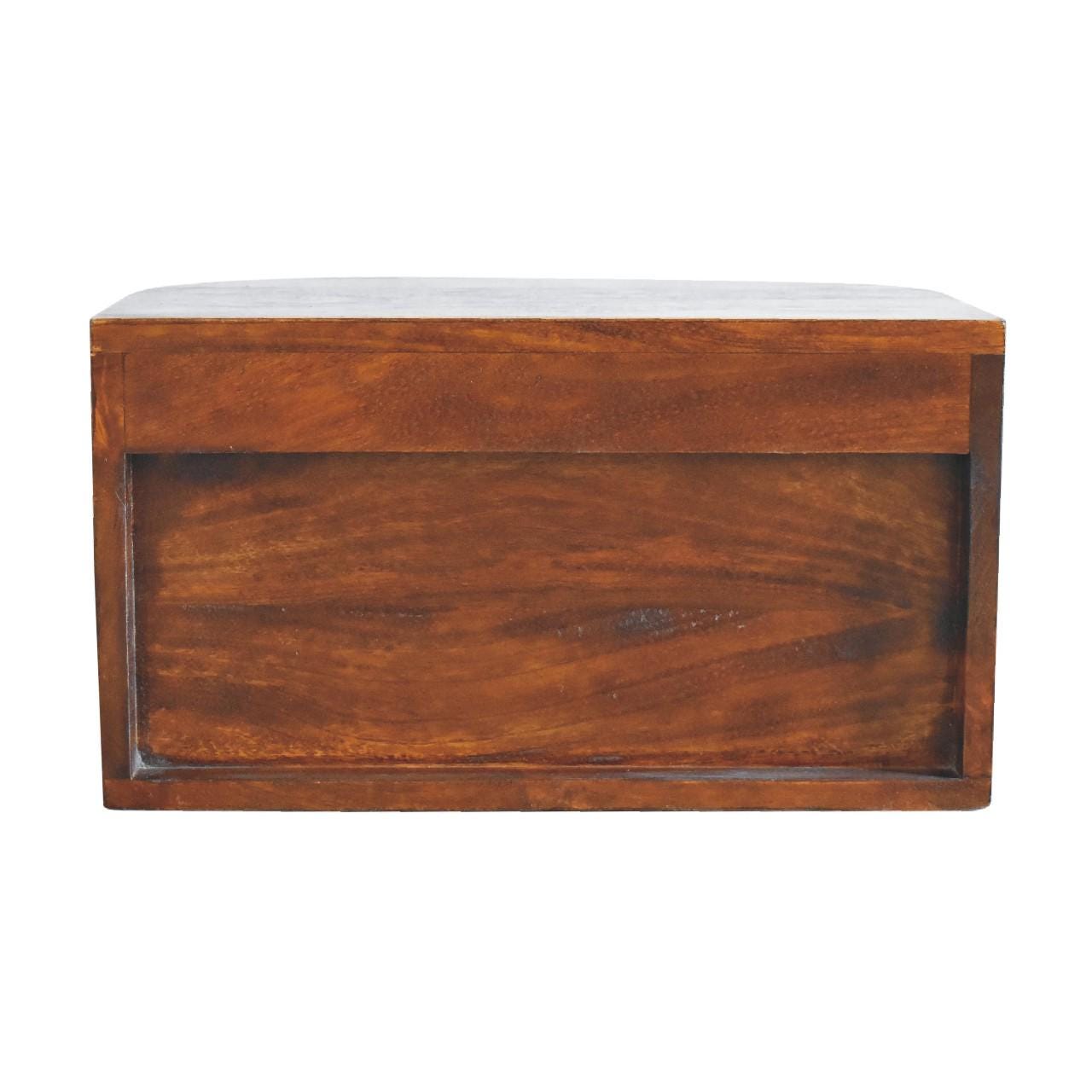 Handcrafted Floating Nightstand  Solid Mango Wood Wall Mounted Bedside Table with 2 Drawers