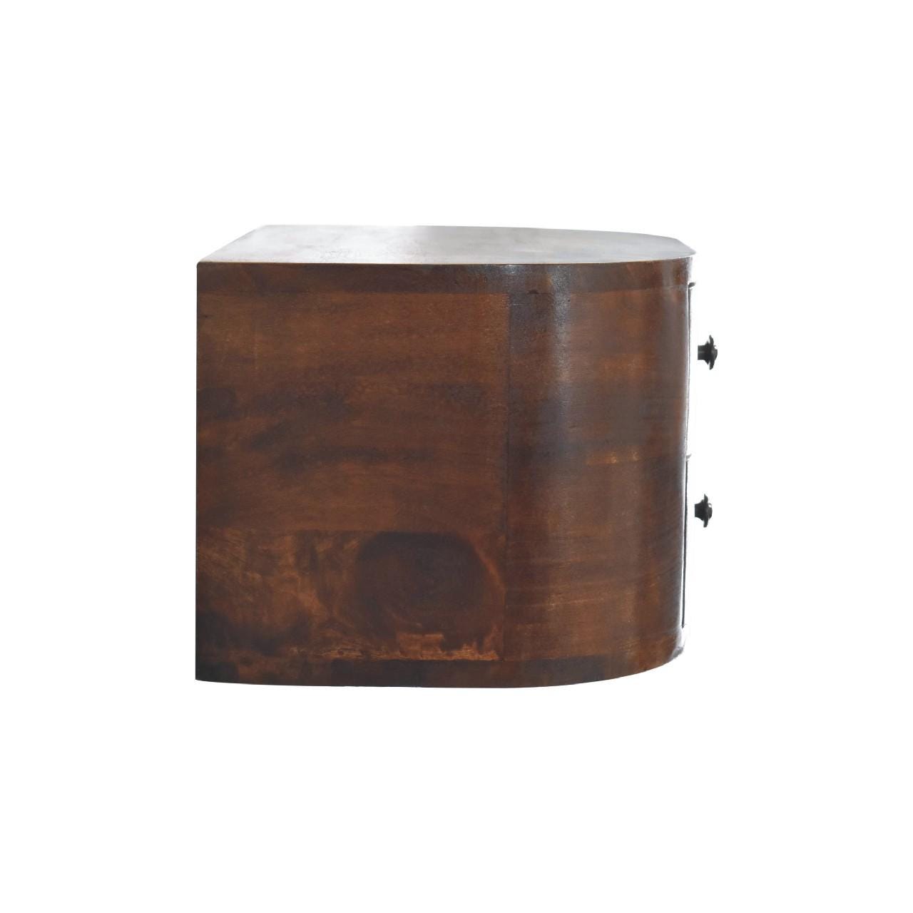 Handcrafted Floating Nightstand  Solid Mango Wood Wall Mounted Bedside Table with 2 Drawers