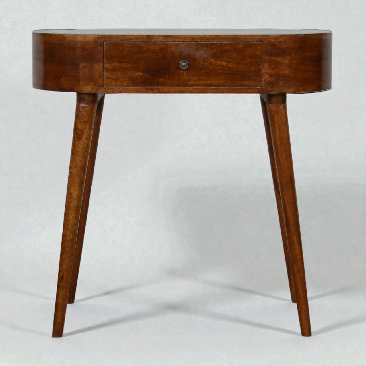 Chestnut Console Table – Solid Mango Wood Entryway Table with Drawer, Nordic Curved Design