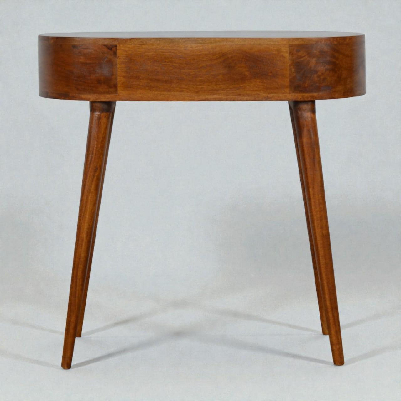 Chestnut Console Table – Solid Mango Wood Entryway Table with Drawer, Nordic Curved Design