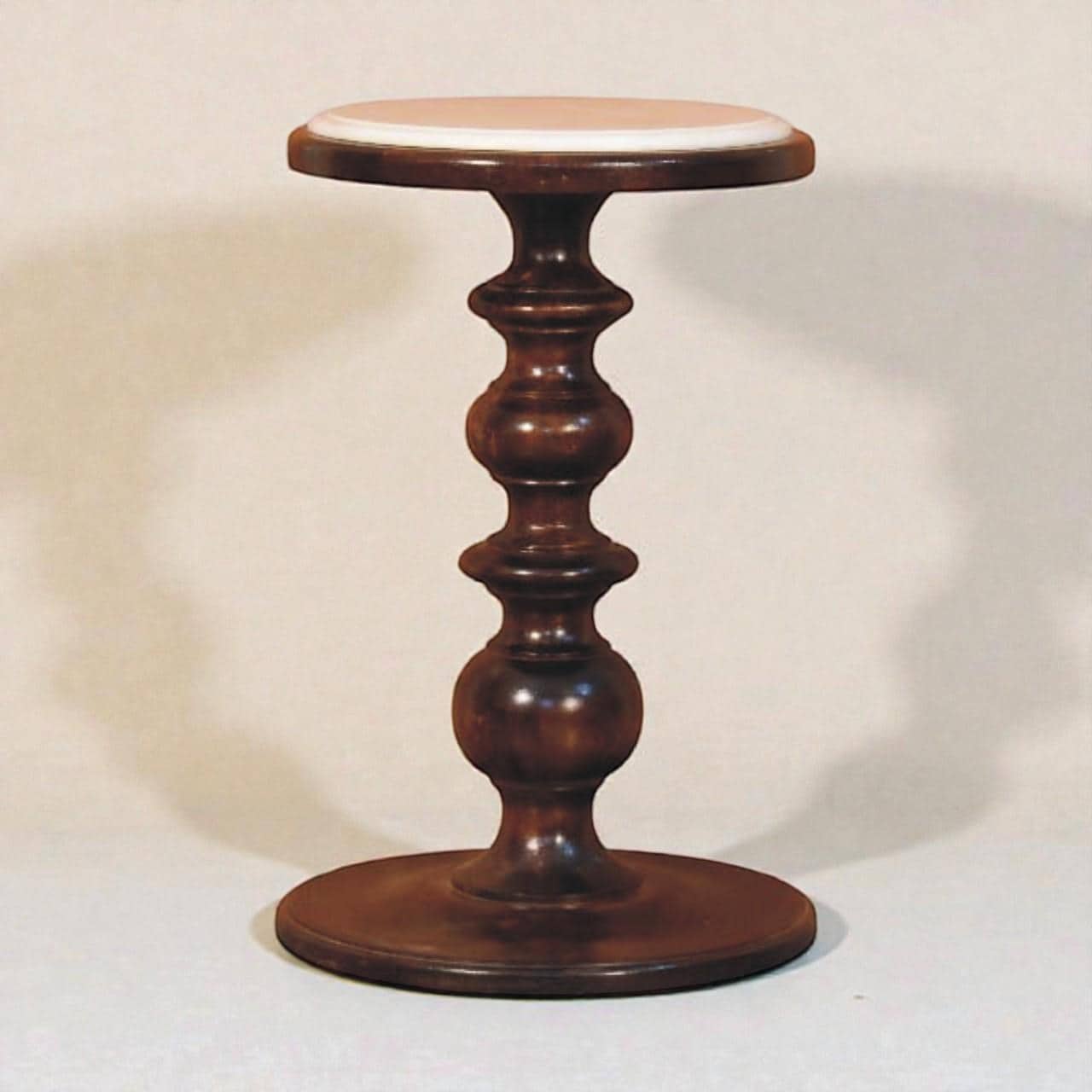 Handmade Marble Top Side Table | Solid Mango Wood Pedestal
