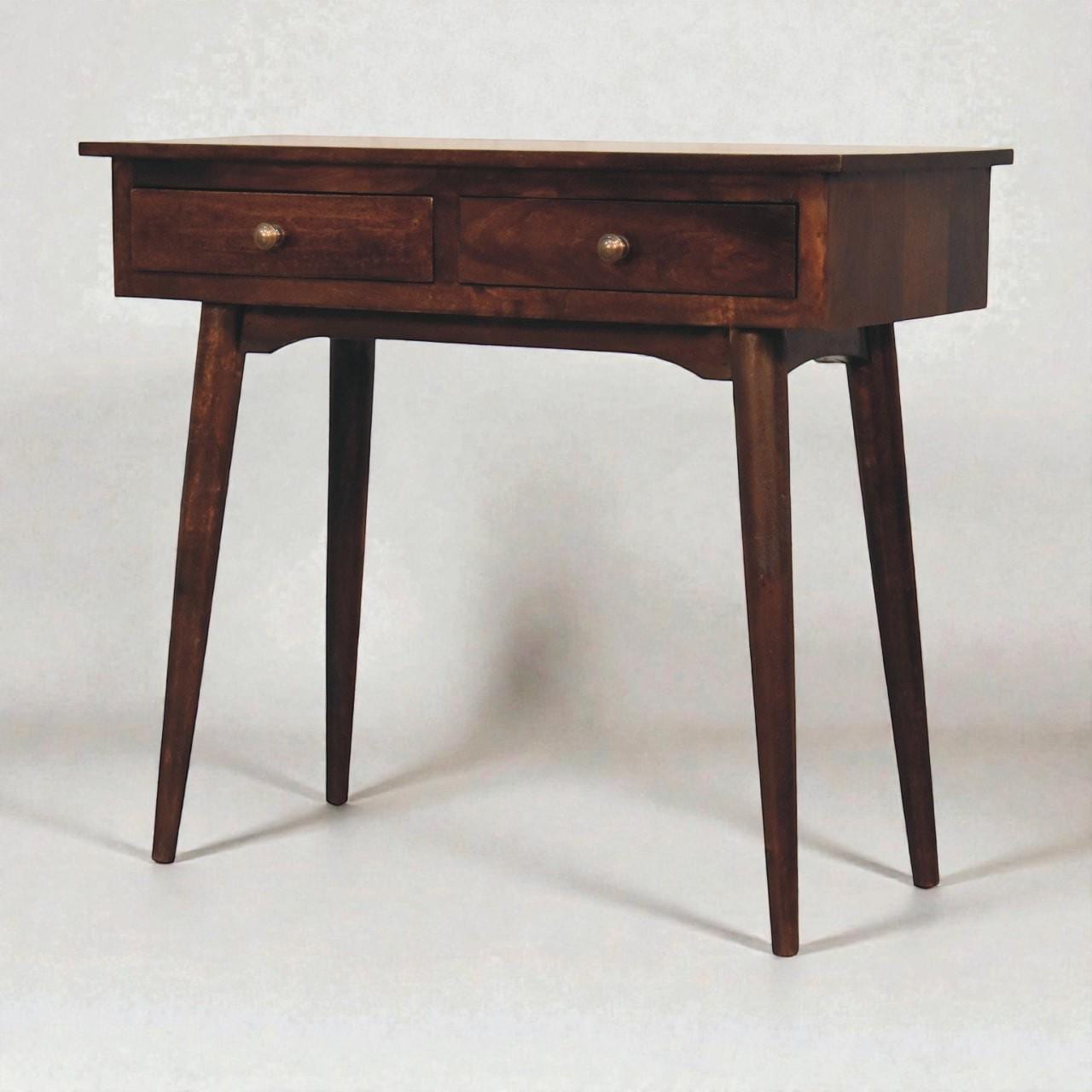 Solid Mango Console with Drawers - California Walnut Hallway Furniture - Handcrafted Entryway Piece