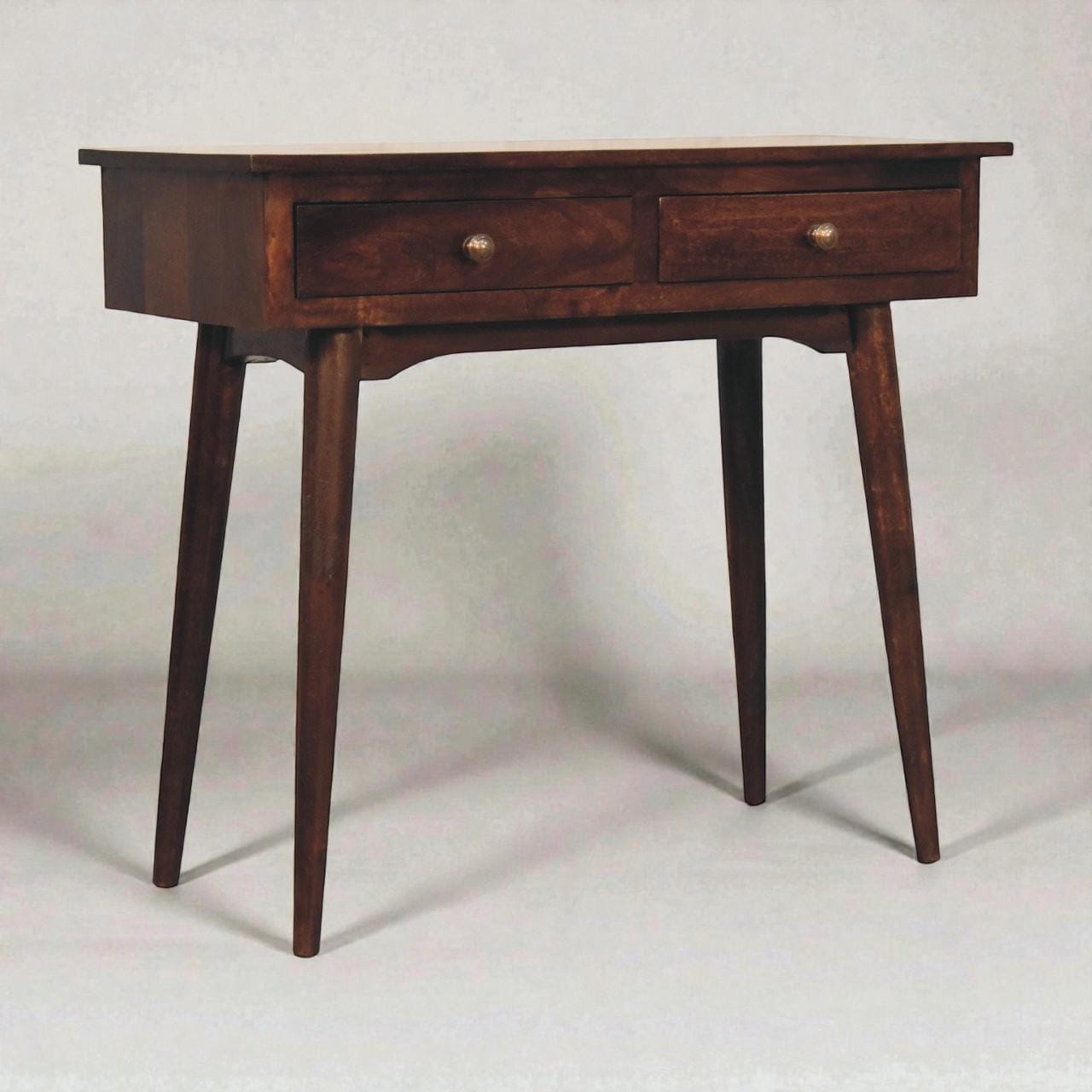 Solid Mango Console with Drawers - California Walnut Hallway Furniture - Handcrafted Entryway Piece