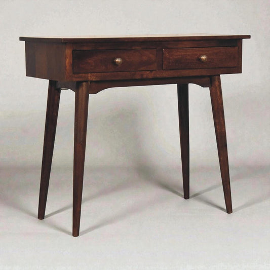 Solid Mango Console with Drawers - California Walnut Hallway Furniture - Handcrafted Entryway Piece