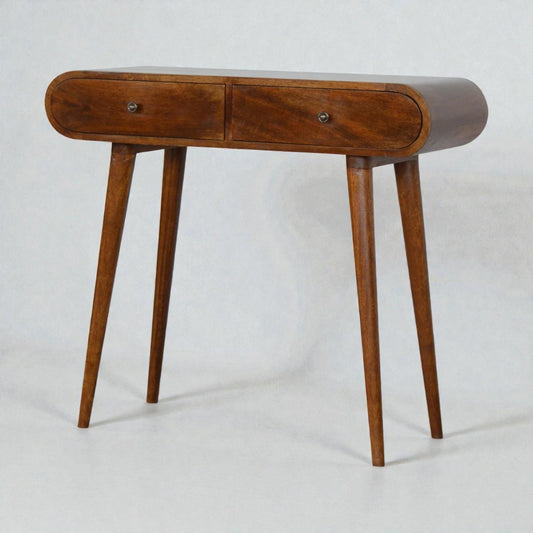 Chestnut London Console Table – Solid Mango Wood with Drawers | Nordic Style Hallway Table