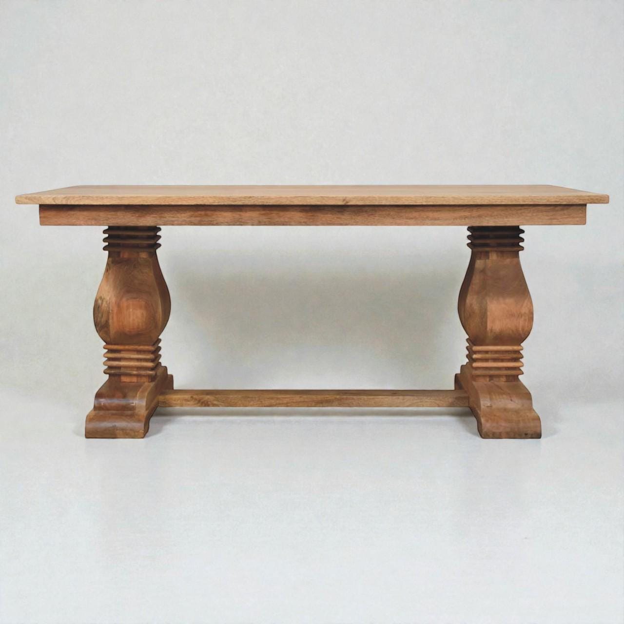 Elmbrook Solid Wood Pedestal Table | Large Farmhouse Rectangular Furniture | Handmade Heritage Design