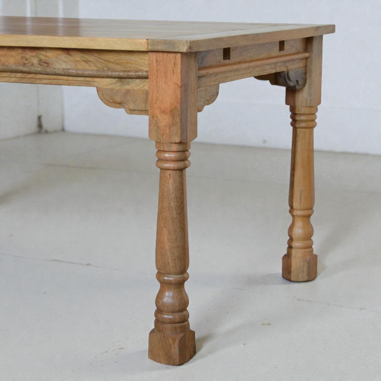 Granary Extension Dining Table – Solid Mango Wood Farmhouse Table with Hand-Turned Legs