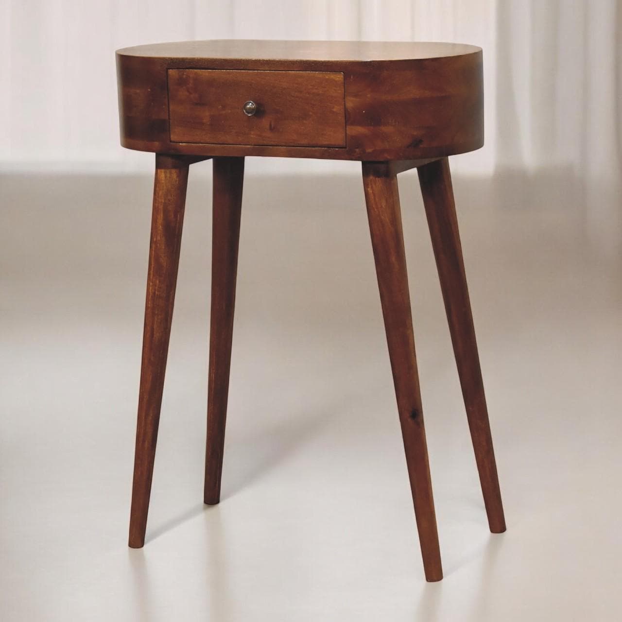 Mini Albion Chestnut Console Table – Solid Mango Wood Scandinavian Entryway Table with Drawer