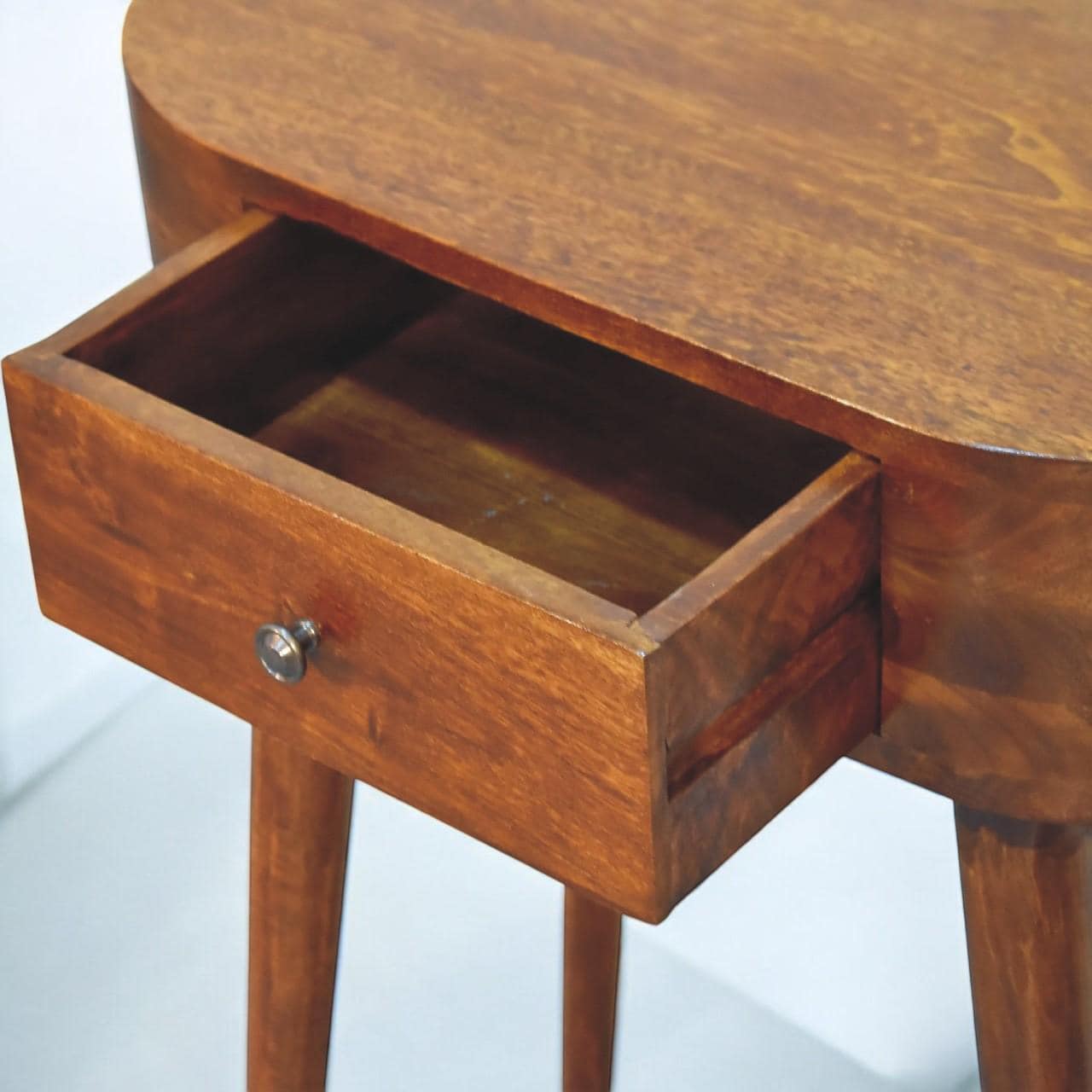 Mini Albion Chestnut Console Table – Solid Mango Wood Scandinavian Entryway Table with Drawer