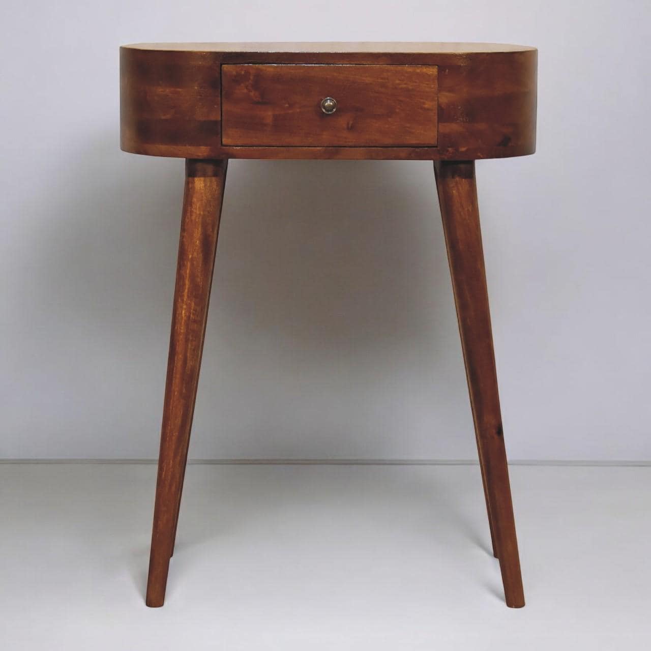 Mini Albion Chestnut Console Table – Solid Mango Wood Scandinavian Entryway Table with Drawer