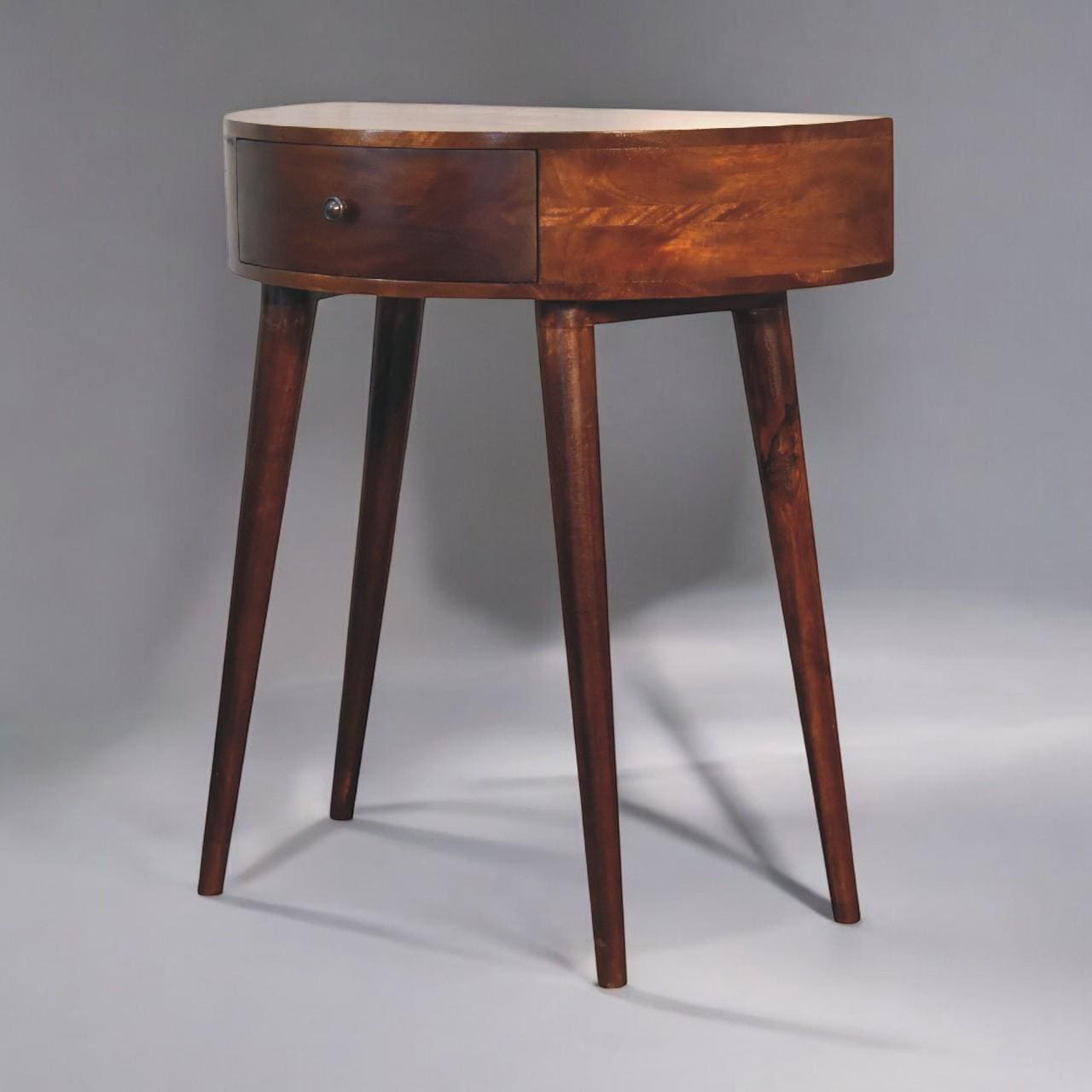 Solid Mango Wood Console Table – Chestnut Finish | Mid-Century Style Entryway Table with Drawer