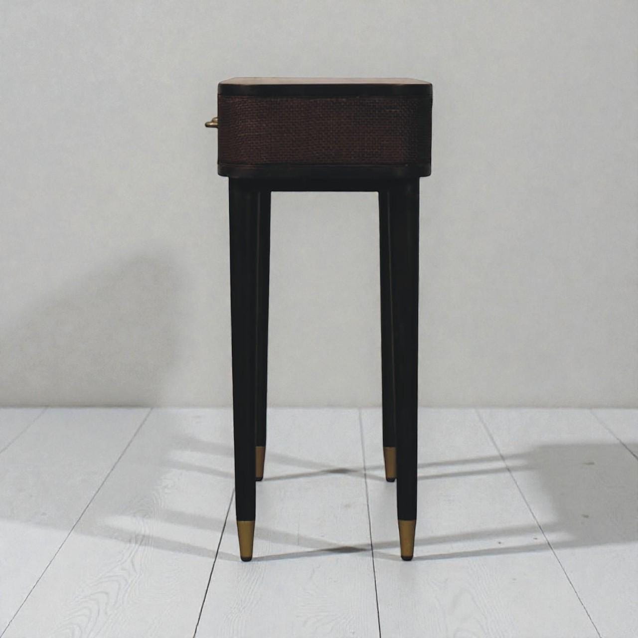 Belmont Console Table – Solid Mango Wood Console with Rattan Panels & Brass Details |