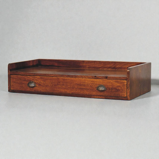 Belmont Wall Mounted Console Shelf | Solid Mango Wood Shelf with Drawer | Floating Entryway Storage