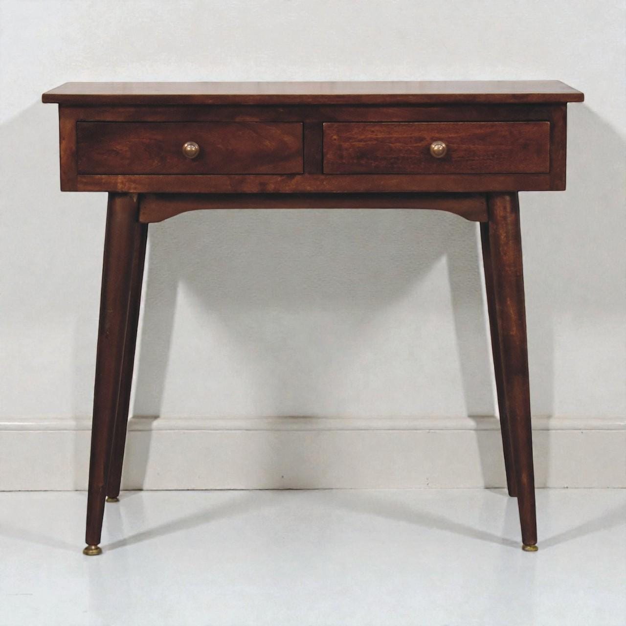 Solid Mango Console with Drawers - California Walnut Hallway Furniture - Handcrafted Entryway Piece