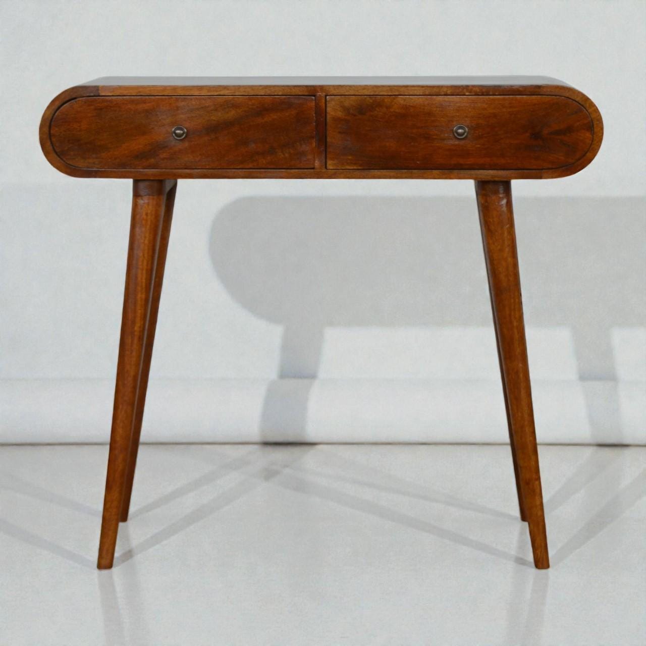 Chestnut London Console Table – Solid Mango Wood with Drawers | Nordic Style Hallway Table