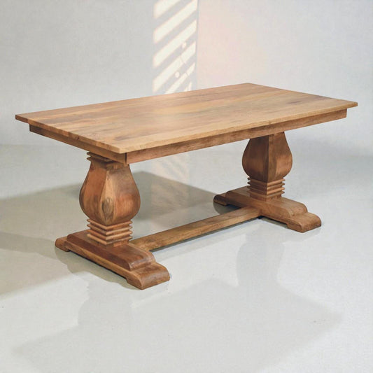 Elmbrook Solid Wood Pedestal Table | Large Farmhouse Rectangular Furniture | Handmade Heritage Design