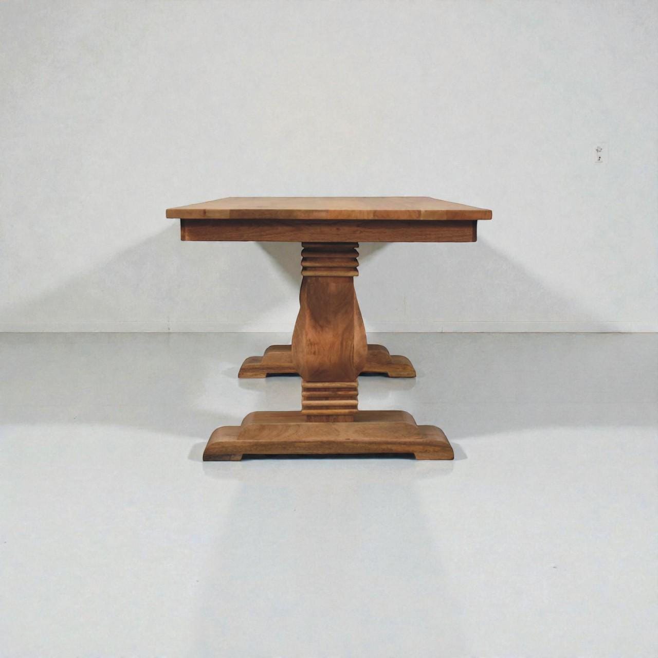 Elmbrook Solid Wood Pedestal Table | Large Farmhouse Rectangular Furniture | Handmade Heritage Design