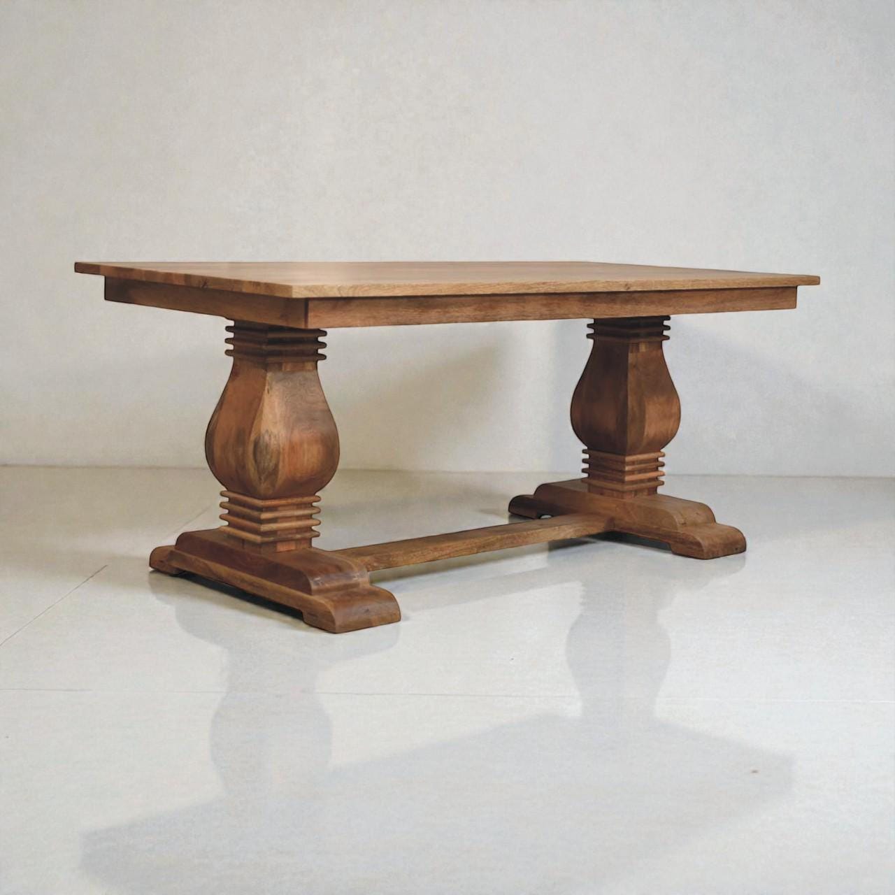 Elmbrook Solid Wood Pedestal Table | Large Farmhouse Rectangular Furniture | Handmade Heritage Design