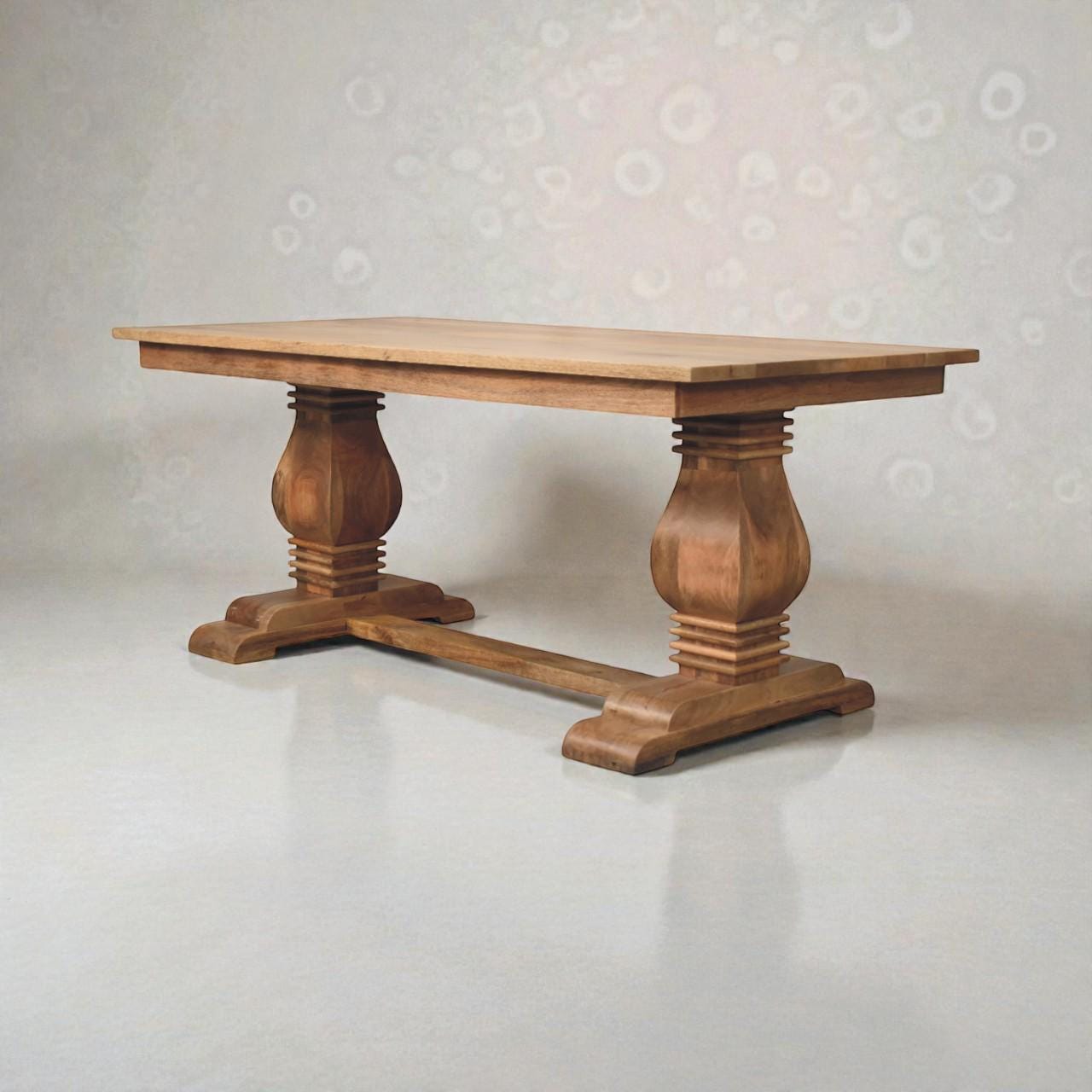 Elmbrook Solid Wood Pedestal Table | Large Farmhouse Rectangular Furniture | Handmade Heritage Design