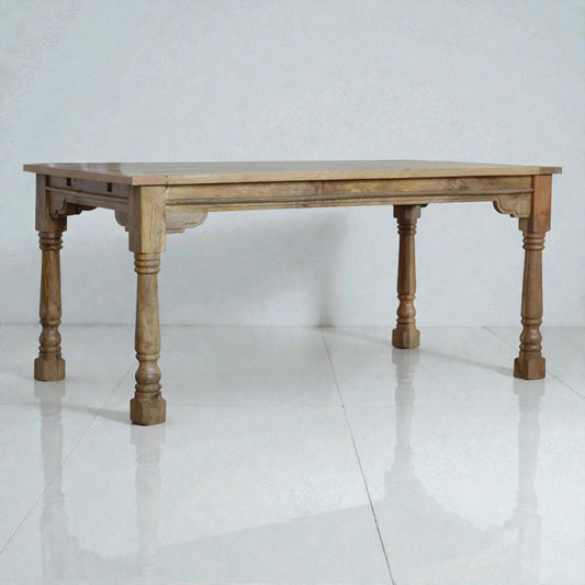 Granary Extension Dining Table – Solid Mango Wood Farmhouse Table with Hand-Turned Legs