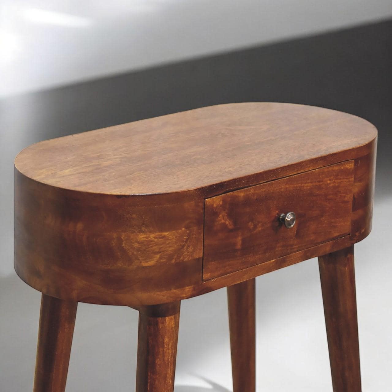 Mini Albion Chestnut Console Table – Solid Mango Wood Scandinavian Entryway Table with Drawer