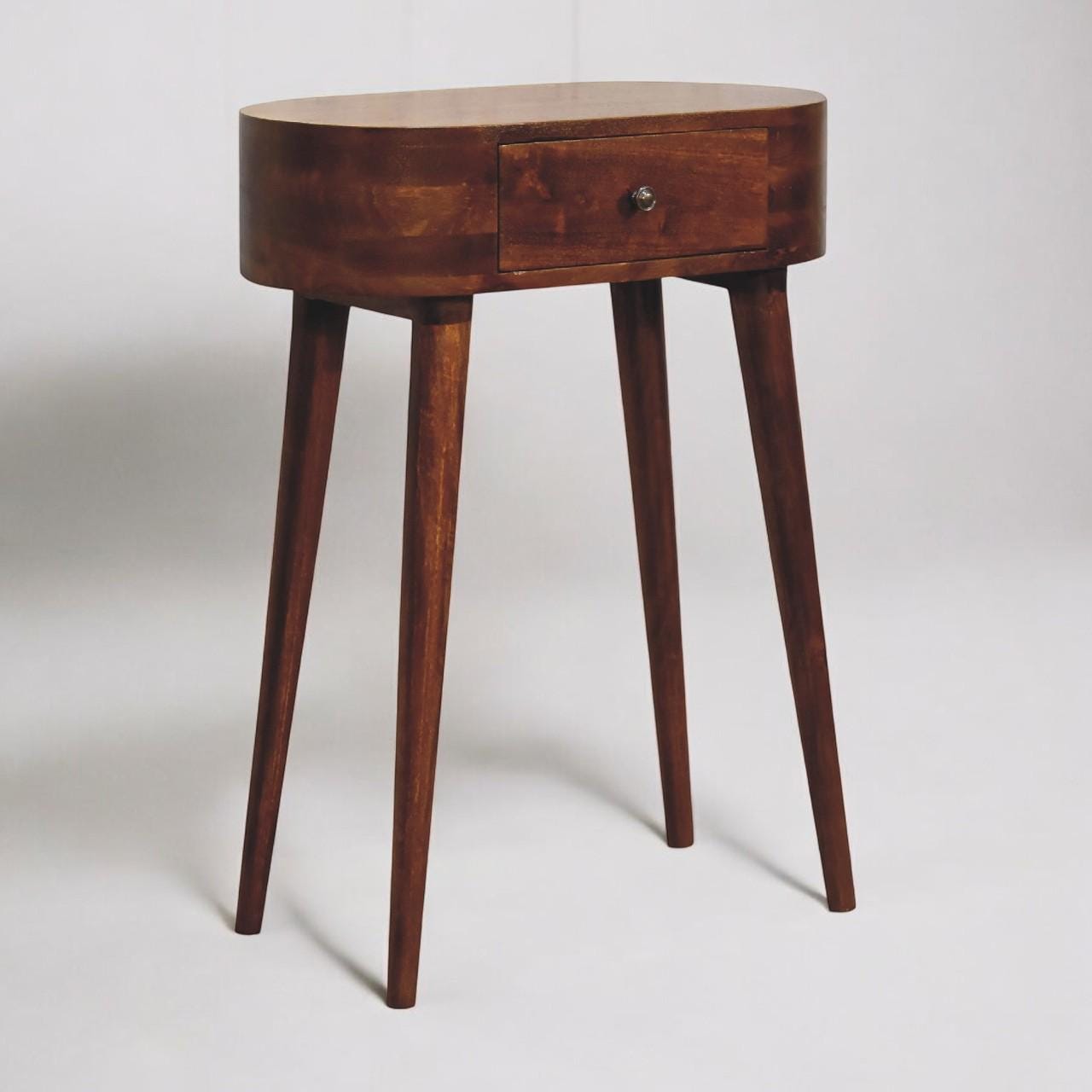 Mini Albion Chestnut Console Table – Solid Mango Wood Scandinavian Entryway Table with Drawer