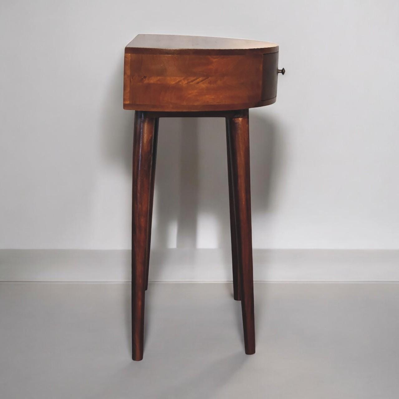 Solid Mango Wood Console Table – Chestnut Finish | Mid-Century Style Entryway Table with Drawer