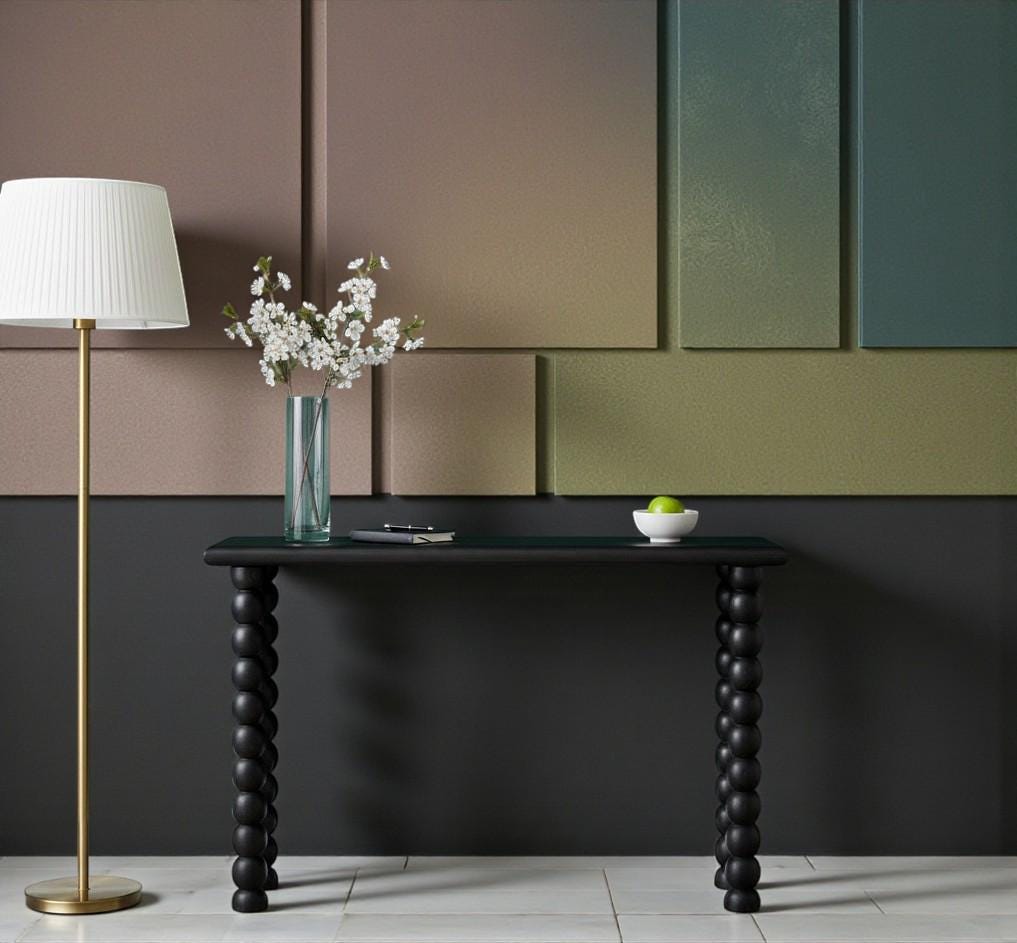 Spindle Linear Console Table | Solid Mango Wood Hallway Furniture | Black Wood