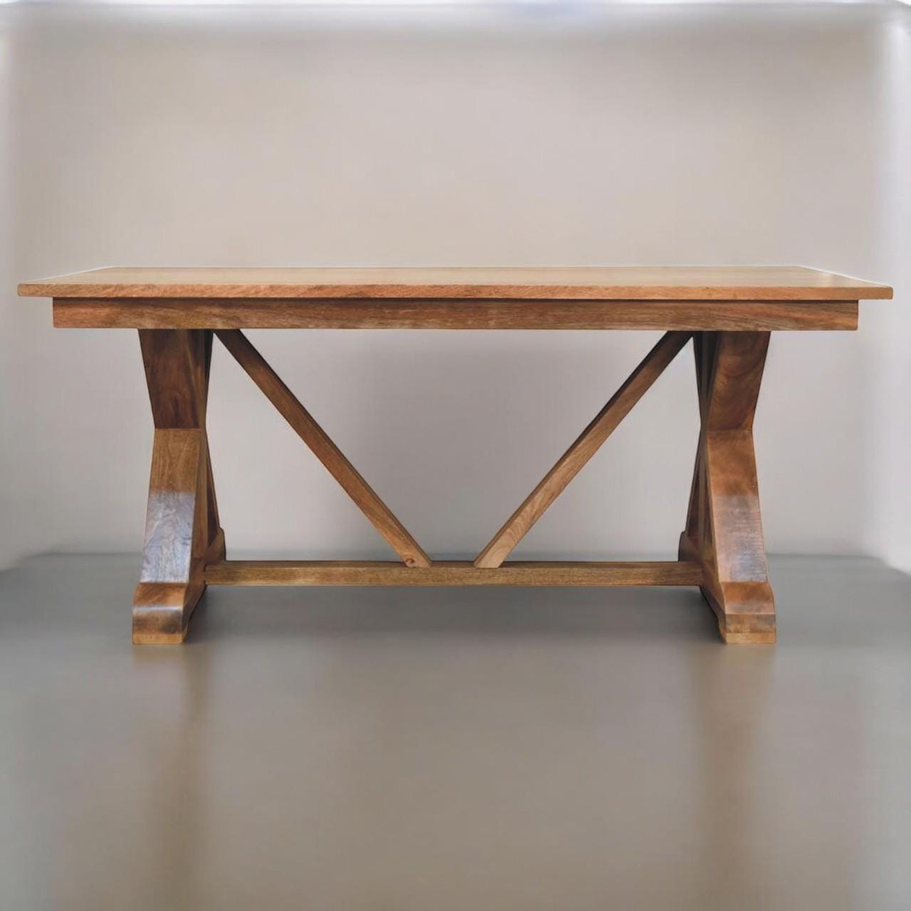 Treston Solid Wood Trestle Table | Handmade Rustic Farmhouse Furniture | Large Wooden Table