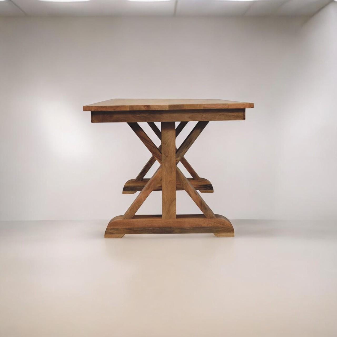 Treston Solid Wood Trestle Table | Handmade Rustic Farmhouse Furniture | Large Wooden Table