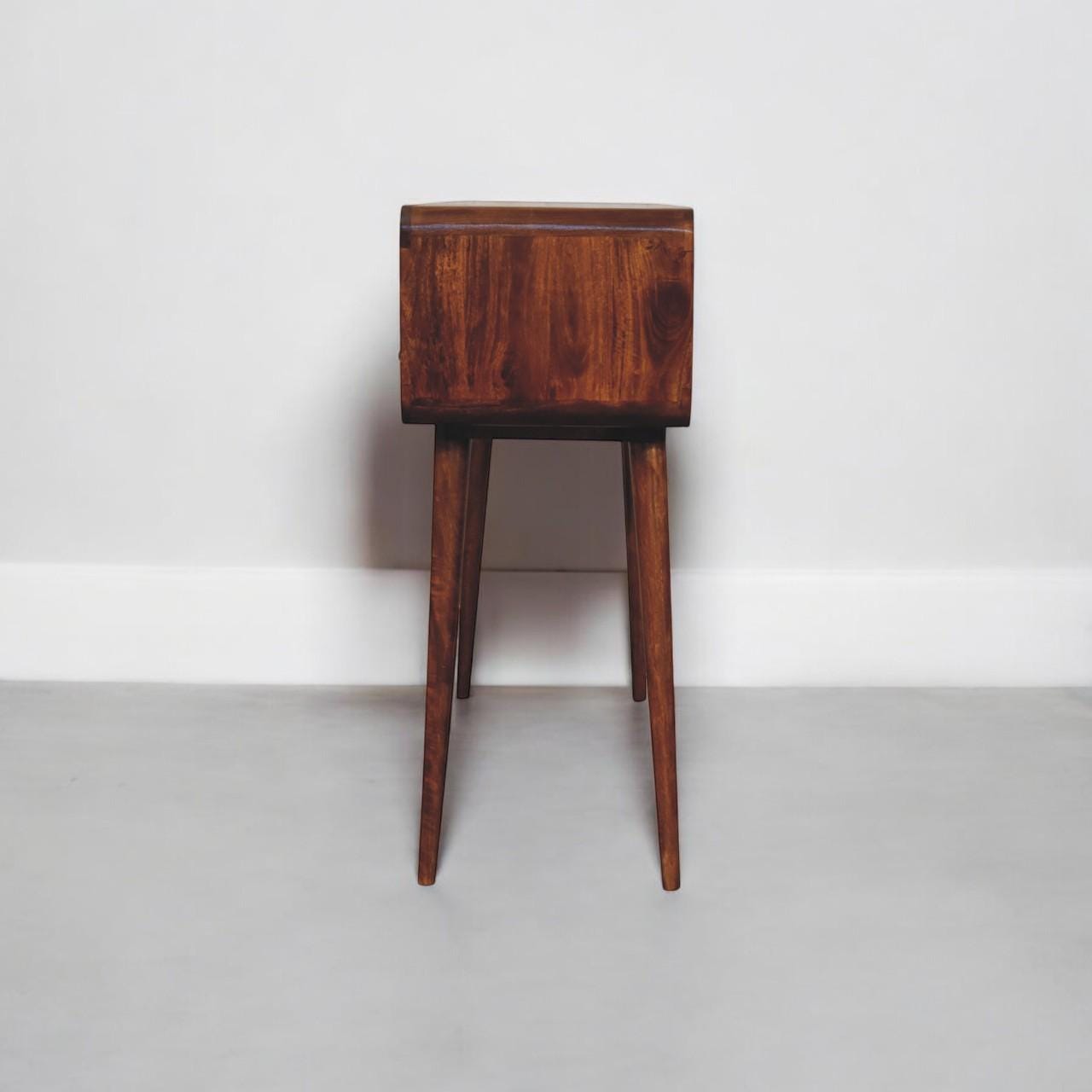 Triple Curved Chestnut Console Table | Solid Mango Wood Hallway Table | Mid-Century