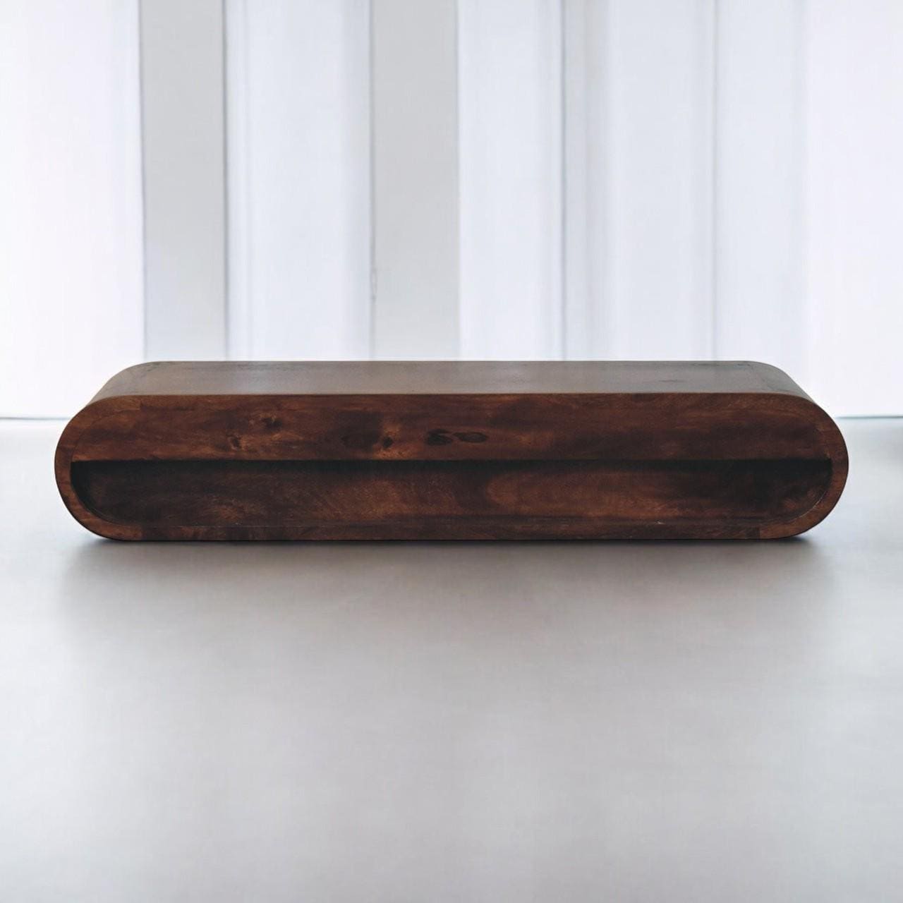 Wall Mounted California Walnut Console Table | Floating Wooden Console with Drawers |